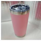 ATIKZHE 20oz Tumbler with Straw and Brush, Stainless Steel Vacuum Insulated tumbler, Double Wall Insulated Coffee Tumbler for Outdoor, Home, Travel, Office (Light Pink,1pcs) - Retail: $9