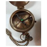 Brass Pocket Compass Hand Made Fully Functional Compass Antique Nautical Replica Item with Leather Case.