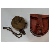 Brass Pocket Compass Hand Made Fully Functional Compass Antique Nautical Replica Item with Leather Case.
