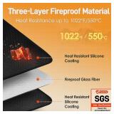 Heat Resistant Mats for Countertop - Fireproof 15x18 in Heat Resistant Mats for Air Fryer - Hot Pad Air Fryer Mat Compatible with Ninja, COSORI, Cuisinart for Coffee Maker, Toaster, Oven 2PCS - Black 