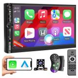 7 Car Stereo with Apple CarPlay Android Auto 178 * 102mm,Touchscreen Car Play Radio for Car, Screen for Bluetooth 5.0,Waterproof Backup Camera, FM, AUX, Card Slot, USB, SWC"