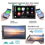 7 Car Stereo with Apple CarPlay Android Auto 178 * 102mm,Touchscreen Car Play Radio for Car, Screen for Bluetooth 5.0,Waterproof Backup Camera, FM, AUX, Card Slot, USB, SWC"