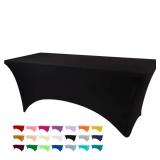 BDDC Table Covers for 6 Foot Tables, Black Washable and Wrinkle Resistant Stretch Tablecloths Rectangle 6ft for Events, Wedding, Banquets, Parties - Retail: $10