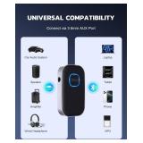 COMSOON Bluetooth Receiver for Car, Noise Cancelling 3.5mm AUX Bluetooth Car Adapter, Wireless Audio Receiver for Home Stereo/Wired Headphones, Hands-Free Call, 16H Battery Life - Black+Silver - Retai