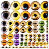 70 Pcs 40/25/16/8 mm Large Assorted Dragon Glass Eyes Halloween Mixed Printed Cabochon Animal Eyes 4 Sizes Cabochons for Doll Props Craft DIY Jewelry Making Toys Supplies(Novel Style) - Retail: $17