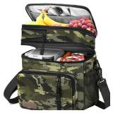 MIYCOO Lunch Bag & Lunch Box for Men Women Double Deck - Leakproof Insulated Soft Large Adult Lunch Cooler Bag for Work (Camouflage, 15L) - Retail: $23