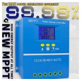 60A/80A/100A High-Efficiency MPPT Solar Charge Controller, Multi-Voltage Compatibility (12V/24V/36V/48V) and Intelligent Protection (60A) - Retail: $32