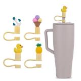 BOXOB 4pcs Silicone Straw Covers for Era 30 oz and 40 oz Tumbler, 12mm Dust-Proof Reusable Straw Protector Lid Cap Toppers, BPA-Free Leakproof for Accessories(Yellow, Summer Style) - Retail: $7