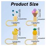 BOXOB 4pcs Silicone Straw Covers for Era 30 oz and 40 oz Tumbler, 12mm Dust-Proof Reusable Straw Protector Lid Cap Toppers, BPA-Free Leakproof for Accessories(Yellow, Summer Style) - Retail: $7