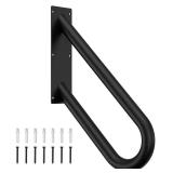 Handrails for Outdoor Steps, 18 Inch Stair Railing, Wall Mount 1 to 3 Steps for Kids, Elderly, Pregnant Women, U Shaped & Matte Black, Easy Installation - Retail: $27