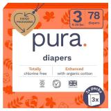 Size 3 Eco-Friendly Diapers (9-20 lbs) Totally Chlorine Free (TCF),Hypoallergenic, Soft Organic Cotton, Sustainable, up to 12 Hours Leak Protection, Allergy UK,26 Count (Pack of 3) (78 Baby Diapers)