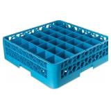 Carlisle Food Service Products Opticlean Divided Glass Rack with 36 (4.75 x 2.91 Inch) Compartments for Kitchen and Restaurant, Plastic, 19.88 x 19.88 x 5.50 Inches, Blue - Retail: $61
