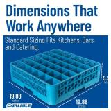 Carlisle Food Service Products Opticlean Divided Glass Rack with 36 (4.75 x 2.91 Inch) Compartments for Kitchen and Restaurant, Plastic, 19.88 x 19.88 x 5.50 Inches, Blue - Retail: $61