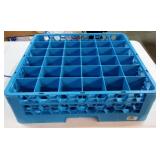 Carlisle Food Service Products Opticlean Divided Glass Rack with 36 (4.75 x 2.91 Inch) Compartments for Kitchen and Restaurant, Plastic, 19.88 x 19.88 x 5.50 Inches, Blue - Retail: $61