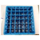 Carlisle Food Service Products Opticlean Divided Glass Rack with 36 (4.75 x 2.91 Inch) Compartments for Kitchen and Restaurant, Plastic, 19.88 x 19.88 x 5.50 Inches, Blue - Retail: $61