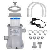 Filter Pump for Above Ground Pools, 330 GPH Flow Rate Filter for Inflatable Pool, Flow Rate Pool Filter for Inflatable Swimming Pool Crystal Clear Filter Pump with 2 Filter Cartridges