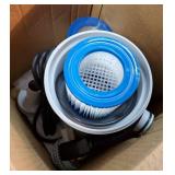 Filter Pump for Above Ground Pools, 330 GPH Flow Rate Filter for Inflatable Pool, Flow Rate Pool Filter for Inflatable Swimming Pool Crystal Clear Filter Pump with 2 Filter Cartridges