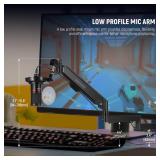 Low Profile Mic Arm Desk Mount, 360Â° Swivel Boom Arm with Pneumatic Damping Adjustable, Cable Management, Compatible with Shure MV7 SM7B Blue Yeti Gaming Streaming Podcast Microphone, MS002 - Retai