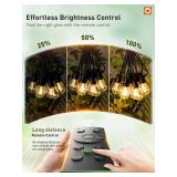 100FT LED Outdoor String Lights, Remote Dimmable Patio Lights with Timer & 3 Lighting Modes, 32 Shatterproof Edison Bulbs, Waterproof Connectable String Lights for Outside Backyard Porch Party - Retai