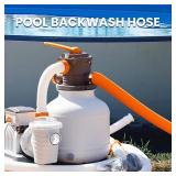 LINEX Pool Backwash Hose 1.5" x 25 FT Heavy Duty Pool Drain PVC Flat Hose for Sump Pump Discharge, Inground Draining Pool Filter, Layflat, Burst Resistant with Clamp (Orange)