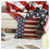 AVOIN colorlife 4th of July Patriotic Independence Throw Pillow Cover, 18 x 18 Inch Memorial Day Stripes America Flag Stars Decor Cushion Case for Sofa Couch