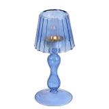 Gurfuy Desk Lamp Shaped Glass Candle Holder - Glass Hurricane Candleholder Crystal Decorative Candle Stand For Table Wedding Dinning Centerpieces Party Supplies Decor NavyBlue
