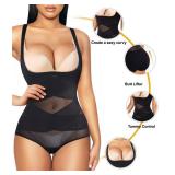 REYEOGO Shapewear Bodysuit for Women Tummy Control Butt Lifter Panty Hi-Waist Trainer Stomach Body Shaper Slimming Girdles(Black, Medium)