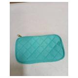 Relavel Small Makeup Bag, Makeup Travel Bag for Women, 2-layer Cosmetic Travel Bag Makeup Case with Brush Holder, Waterproof Makeup Organizer Bag (Blue)