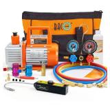 BACOENG R1234yf AC Vacuum Pump and Gauge Set, 4 CFM HVAC Vacuum Pump with Leak Detector for R1234yf Refrigerant, with Can Tap and Quick Couplers (Vacuum Oil Not Included)