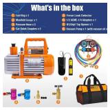 BACOENG R1234yf AC Vacuum Pump and Gauge Set, 4 CFM HVAC Vacuum Pump with Leak Detector for R1234yf Refrigerant, with Can Tap and Quick Couplers (Vacuum Oil Not Included)