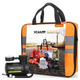 VCANENERGY Car Emergency Safety Kit Bag with Portable Air Compressor, Jumper Cables,First Aid Kit, Tire Pressure Gauge, Auto Vehicle Safety Road Side Assistance Kits Essentials,for Women, Men, Teen