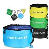 RV Hose Storage Bag of 4 Pack, Camper Accessories for Outside, Rubber Identification Tags for Fresh/Black Water Sewer Hoses Electrical Cords & Accessories RV Equipment Storage Utility Bag