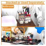 Cq acrylic Clear Make up Organizers for Vanity,Skincare Organizer With 5 Drawers for Dresser,Plastic Cute Desk Accessories Organization and Bathroom Organizers Storage Case Box for Beauty,Skin Care