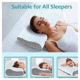 Neck Pillow Memory Foam Pillows - Cooling Neck Support Pillow for Pain Relief, Ergonomic Cervical Pillow for Sleeping, Orthopedic Contour Bed Pillow for Side, Back & Stomach Sleepers (Blue & Grey)