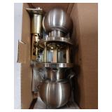 BESTTEN Keyed Entry Door Knob with Lock, Interior and Exterior Door Lock, Standard Ball, Satin Nickel