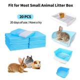 Amakunft Rabbit Pee Pads, Pet Toilet/ Potty Training Pads, Super Absorbent Guinea Pig Disposable Diaper for Hedgehog, Hamster, Chinchilla, Cat, Reptile and Other Small Animal (20pcs-18 x13, Blue)