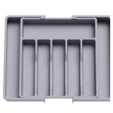 Lifewit Silverware Drawer Organizer, Expandable Utensil Tray for Kitchen, BPA Free Flatware and Cutlery Holder, Adjustable Plastic Storage for Spoons Forks Knives, Large, Grey