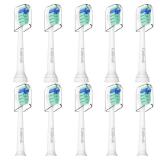 Guhiwuk for Philips Sonicare Replacement Heads, Toothbrush Replacement Brush Heads Compatible with Phillips Sonicare Click-on Electric Toothbrush,10 Pack