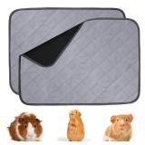 2 Pack Guinea Pig Cage Liners Washable Pee Pads Training Pads, Reusable Pee Pads Non Slip Absorbent Mat for Small Animals, Cats, Rat, Dogs, Bunny(23.6 x 17.3 Inch)