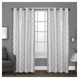 EXCLUSIVE HOME Modo Metallic Geometric Grommet Top Curtain Panel Pair, 54"x96", Winter White