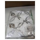 EXCLUSIVE HOME Modo Metallic Geometric Grommet Top Curtain Panel Pair, 54"x96", Winter White