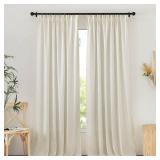 NICETOWN Natural Thick Linen Curtains 108 inches Long for Bedroom, Pinch Pleated/Rod Pocket/Back Tab Privacy Added Window Treatments with Light Filtering for Living Room, W52 x L108, 2 Panels