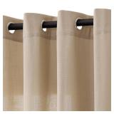 Jowels Tan Brown Linen Curtains 96 Inch Length 2 Panels for Living Room Bedroom, Light Filtering Sheer Curtains 96 Inches, Elegant Modern Grommet Semi Sheer Soft Privacy Drapes