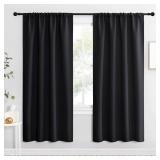 NICETOWN Halloween Living Room Blackout Shades - All Season Rod Pocket Thermal Insulated Solid Blackout Curtains/Drapes for Living Room (Set of 2, 42 inches by 72 Inch, Black)
