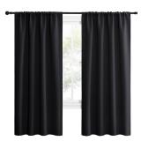 NICETOWN Halloween Living Room Blackout Shades - All Season Rod Pocket Thermal Insulated Solid Blackout Curtains/Drapes for Living Room (Set of 2, 42 inches by 72 Inch, Black)
