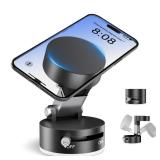 GETNEW Magnetic Phone Holder for Car, 360° Position Suction Cup Phone Mount, Foldable Vacuum Magnetic Phone Stand for i-Phone 16/15/14/13/12 All Phones