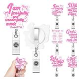 Geyoga 5 Pcs Pink Bow Bible Verse Badge Reels Christian Retractable ID Badge Holder Clip Coquette Religious Scripture Gifts Inspirational Quote Gifts for Women Mother Nurse Doctor Teacher Student