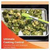 Popco 2-Piece Kitchen Tongs Set â Stainless Steel Heat Resistant Silicone Tips, Strong Comfort Grip, 2 Sizes (7, 12 Inch), Non-Scratch, Dishwasher Safe, for Cooking, BBQ, Salad