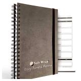 SaltWrap Daily Fitness Planner - Gym Workout Training Log, Weightlifting Exercise Journal, and Food/Diet Tracker - Daily and Weekly Pages, Goal Tracking, Spiral-Bound, 7 x 10 inches