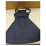 QINSEN Boat Neck Athletic Dress for Women Built in Shorts Pocket Flare Quickly Dry Exercise Dress Navy S